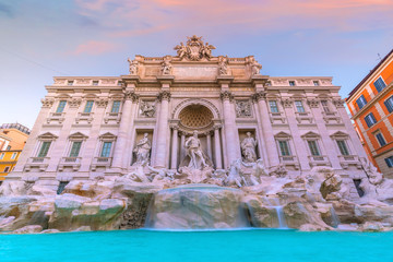 Fototapeta na wymiar View of Rome Trevi Fountain (Fontana di Trevi) in Rome, Italy
