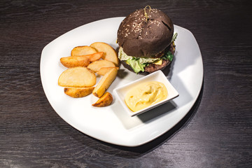 Very tasty burger with a juicy meatball