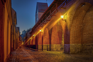 Fototapeta na wymiar Ancient fortification wall in old Riga