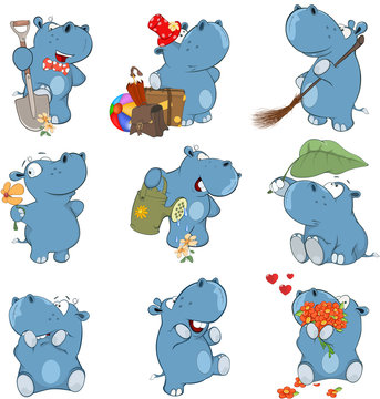 Set o Cartoon Illustration.  A Cute Hippo for you Design