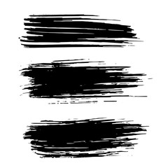 Grunge ink brush strokes. Freehand black brushes. Handdrawn dry brush black smears. Modern vector illustration.