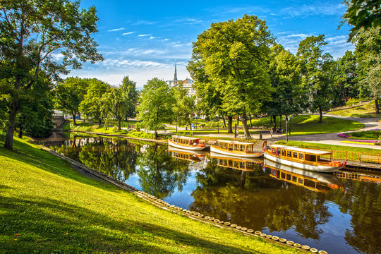 Beautiful autumn park in Riga.