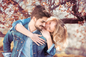 Young couple in love outdoor