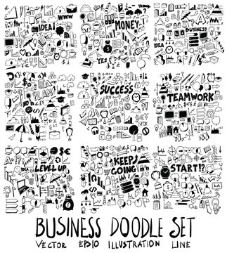 Set of Business illustration Hand drawn doodle Sketch line vector scribble eps10