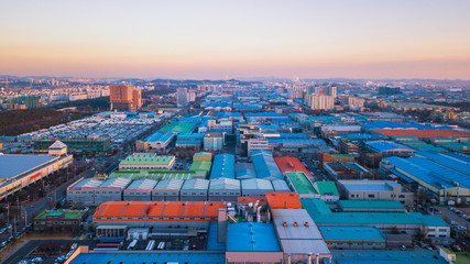 Aerial view Sunset of the industrial park. incheon Seoul,Korea. - 187332265