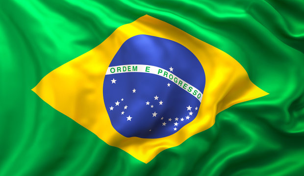 Brazilian Flag waving in the wind