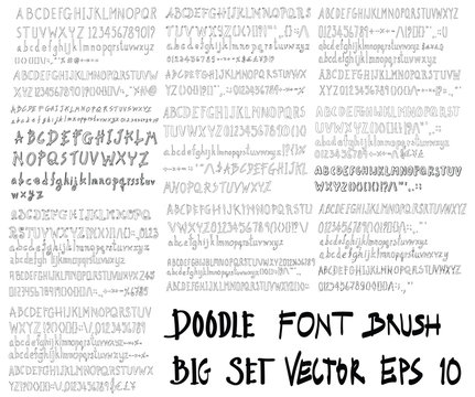 Set of Font illustration Hand drawn doodle Sketch line vector scribble eps10