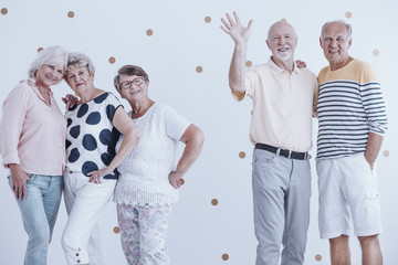 Elderly friends at party