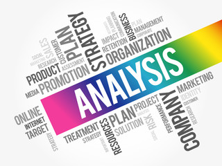 ANALYSIS word cloud collage, business concept background