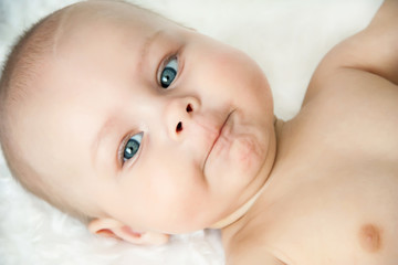 Baby infant close-up portrait.