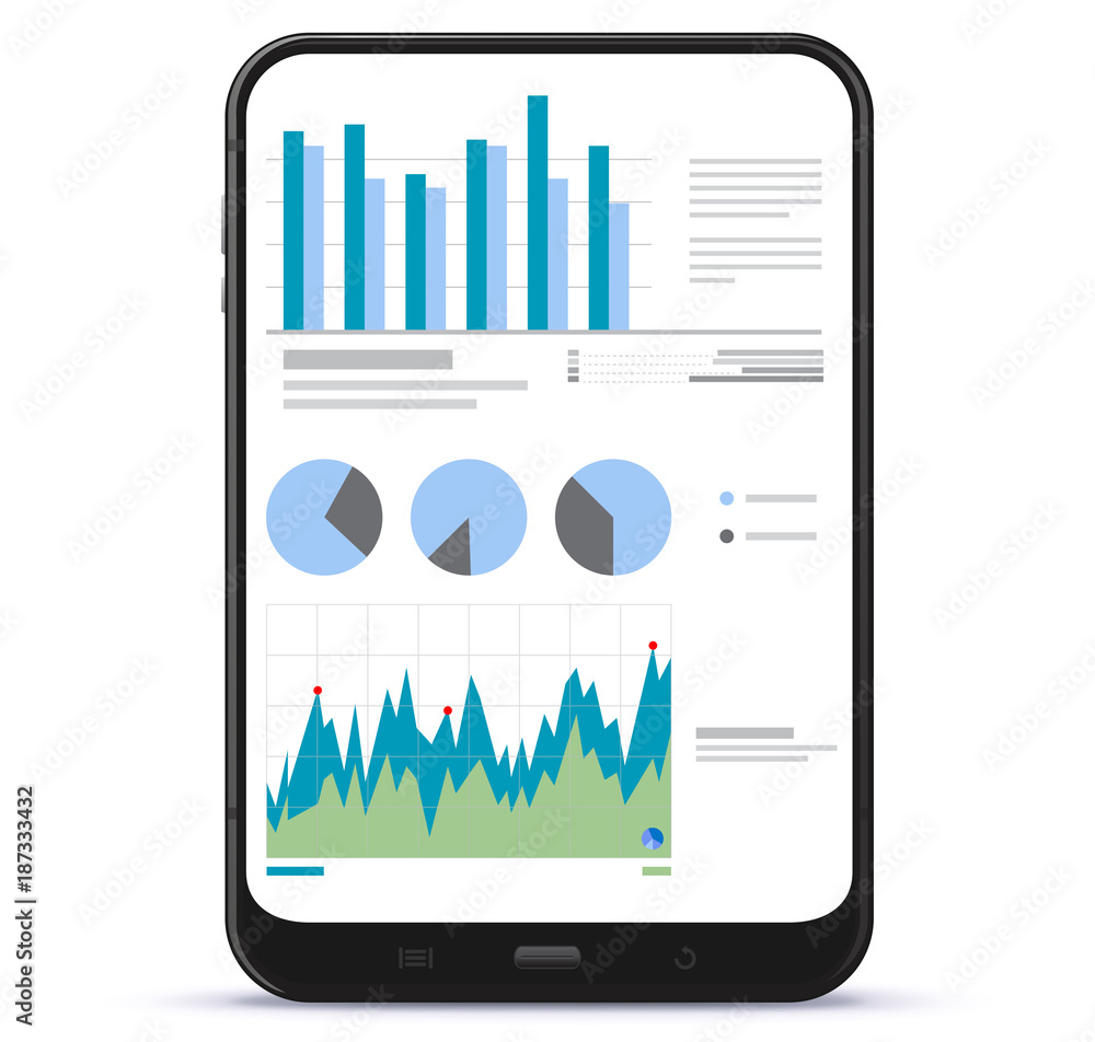 Aufkleber tablet computer screen with financial charts and graphs