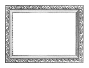 The antique silver frame on the white background