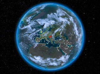 Hungary at night on Earth