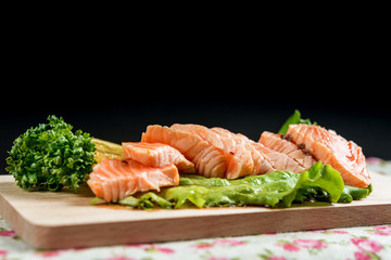 Japanese food fresh raw fish mixed sashimi