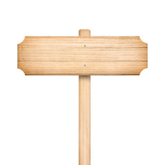 Wooden sign isolated on white.