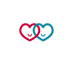 Two connected hearts smiley