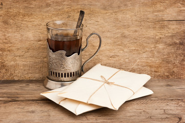 pile parcel wrapped with brown kraft paper