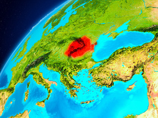 Fototapeta na wymiar Romania on Earth from space