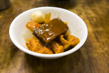 Japan is very traditional cuisine, Oden tempura, in Taiwan we call sweet not hot