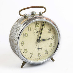 white isolated old clock vintage style