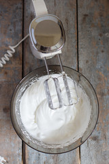 dough - mixing and whipping (proteins, yolks, sugar, flour, cream, etc.)