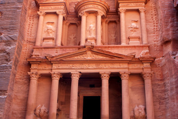 Al-Khazneh temple in the ancient Arab Nabatean Kingdom city of Petra, Jordan