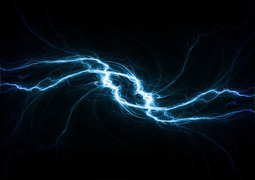 Blue lightning, plasma background