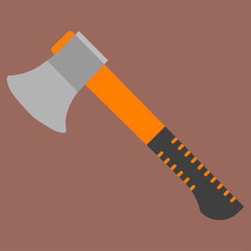 recommend clip art: Flat Icon Hatchet Element. Vector Illustration Of Flat Icon Axe Isolated On brown Background. Can Be Used As Hatchet, Axe And Ax Symbols.
