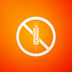 Gluten free grain icon isolated on orange background. No wheat sign. Food intolerance symbols. Flat design. Vector Illustration