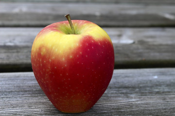 Apple on wood