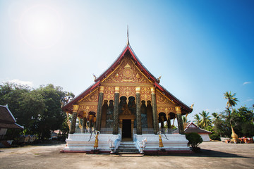 beautiful temple with blue sky in Luang Prabang