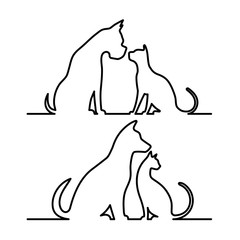 Dog and cat icon silhouette.