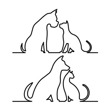 Dog and cat icon silhouette.