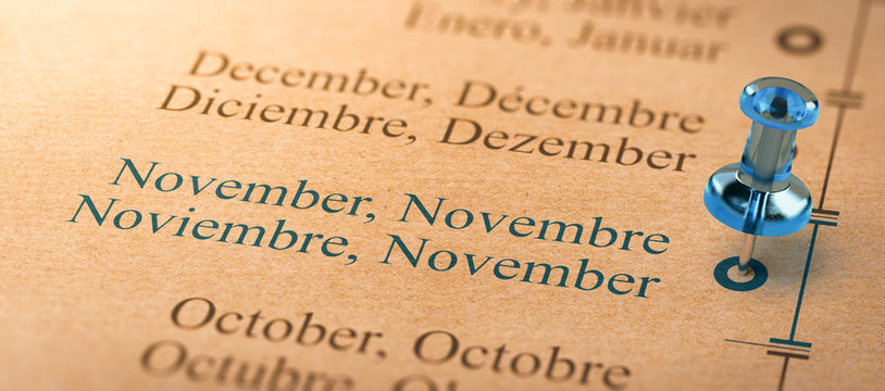 Focus on november, Months of the Year Calendar
