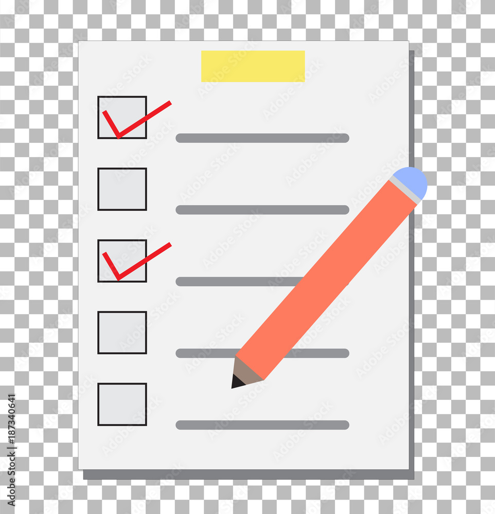 Poster check list transparent. checklist icon. vector pictogram style is a flat.