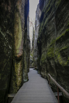 path in Adrspach- beautiful rocky town in Sudety, Czech Republic