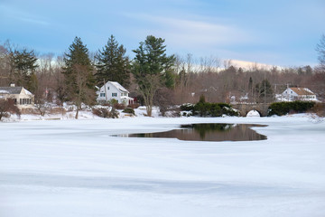 winter landscape: frozen pond - 187341236