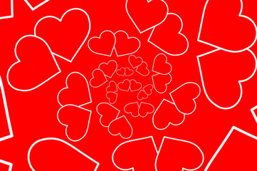 Two hearts - vector pattern - white pattern on a red background