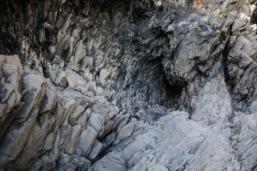Fototapeta na wymiar Crazy Rock Formation on Beach in Iceland