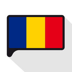 Speech Bubble flag of Romania. The symbol of Independence Day, a souvenir, a button language, an icon.