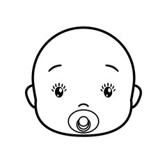 Baby face. Baby icon on a white background, line vector design.