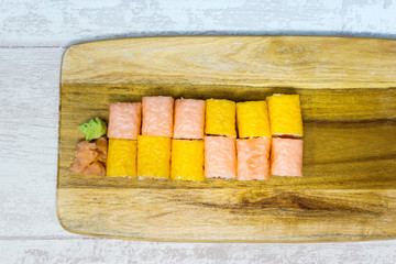 Japanese food Sushi Roll Maki of Salmon and avocado