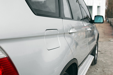 Part of the gray car