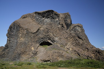 basalt volcanic rock formations in Hljodaklettar northern Iceland 