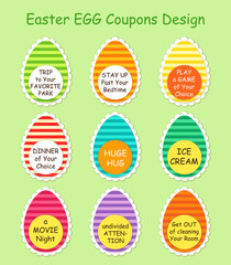 Cute and bright Easter Hunt egg coupons design