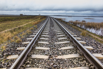 Fototapeta na wymiar a single railway track