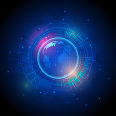 vector modern digital global map high technology of future concept, illustration abstract blue background