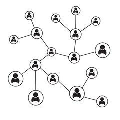 connected social network icon on white background. people network sign. concept network symbol. business network.