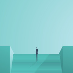 Obraz premium Business career development vector concept. Symbol of corporate ladder climbing, success, achievement and progress.