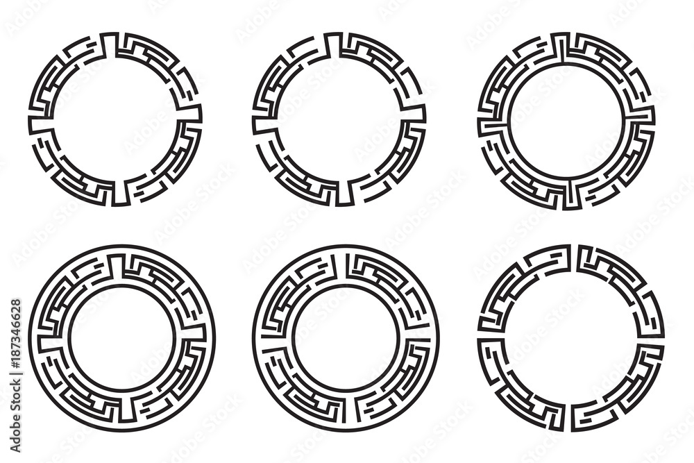 Aufkleber black circle technology frame abstract vector design .